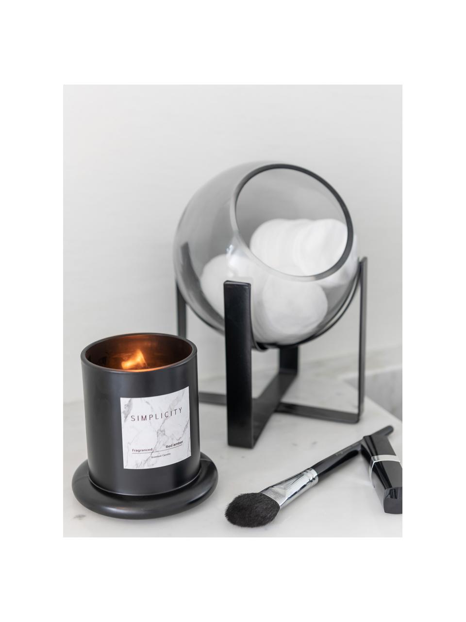 Vonná sviečka so skleneným poklopom Simplicity (jantár), Čierna, Ø 11 x V 14 cm
