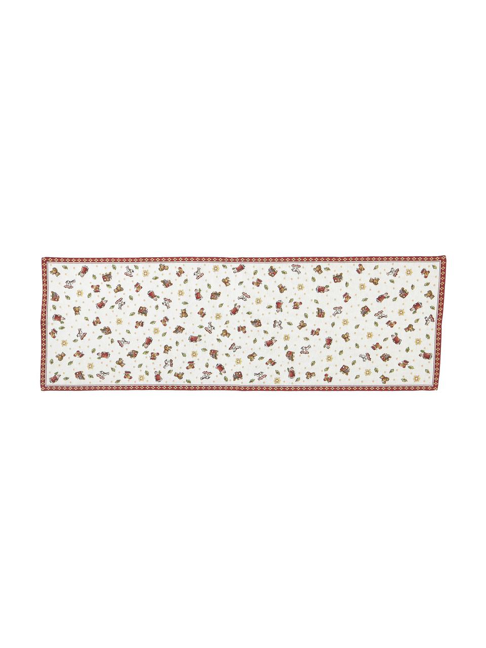 Stolový behúň Toy's Delight, 70 % bavlna, 30 % polyester, Biela, červená, vzorovaná, Š 49 x D 143 cm