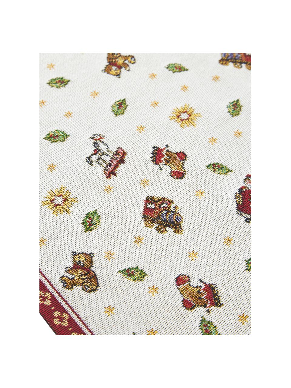 Camino de mesa Toy's Delight, 70% algodón, 30% poliéster, Blanco, rojo, estampado, An 49 x L 143 cm