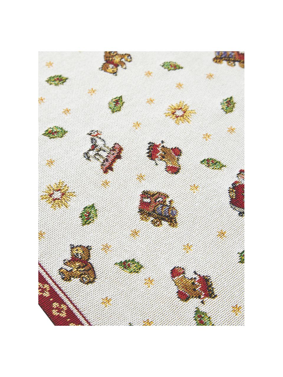 Stolní běhoun Toy's Delight, 70 % bavlna, 30 % polyester, Bílá, zelená, červená, Š 49 cm, D 143 cm