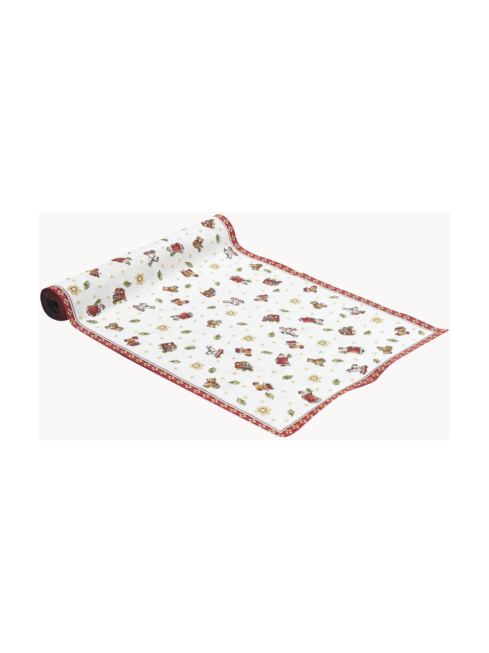 Chemin de table pour Noël Delight, 70 % coton, 30 % polyester, Blanc, vert, rouge, larg. 49 x long. 143 cm