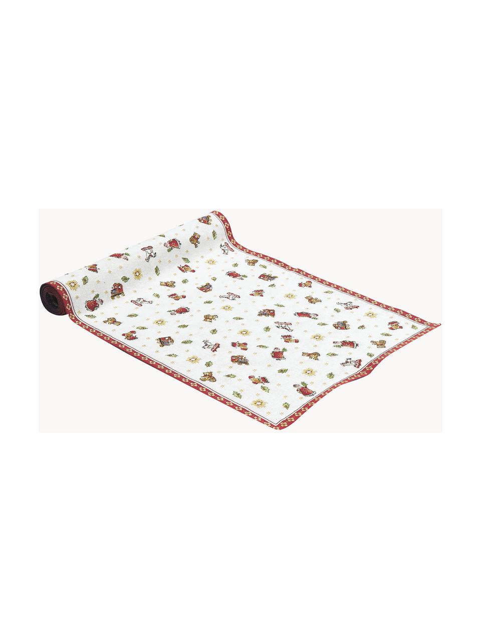 Runner Toy's Delight, 70% cotone, 30% poliestere, Bianco, verde, rosso, Larg. 49 x Lung. 143 cm