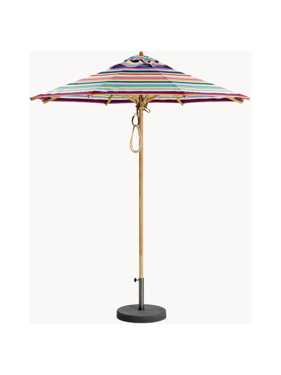 Parasol ogrodowy Classic, różne rozmiary, Stelaż: drewno jesionowe lakierow, Wielobarwny, jasne drewno naturalne, Ø 210 x W 251 cm