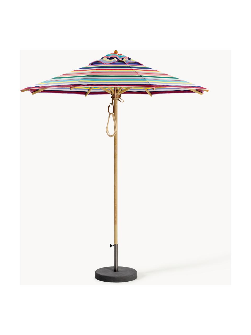 Parasol ogrodowy Classic, różne rozmiary, Stelaż: drewno jesionowe lakierow, Wielobarwny, jasne drewno naturalne, Ø 210 x W 251 cm