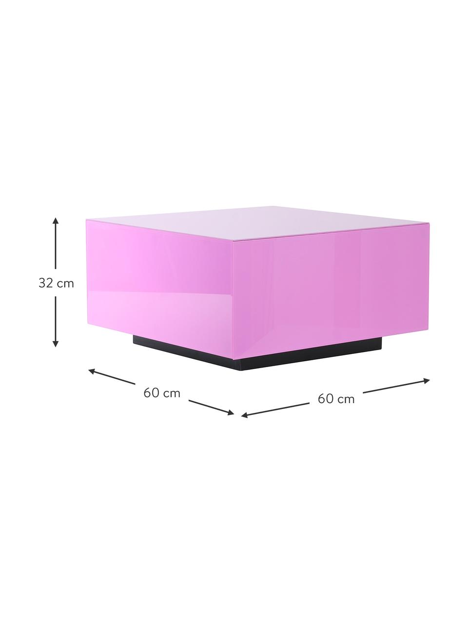 Skleněný konferenční stolek se zrcadlovým efektem Block, Růžová, Š 60 cm, H 60 cm