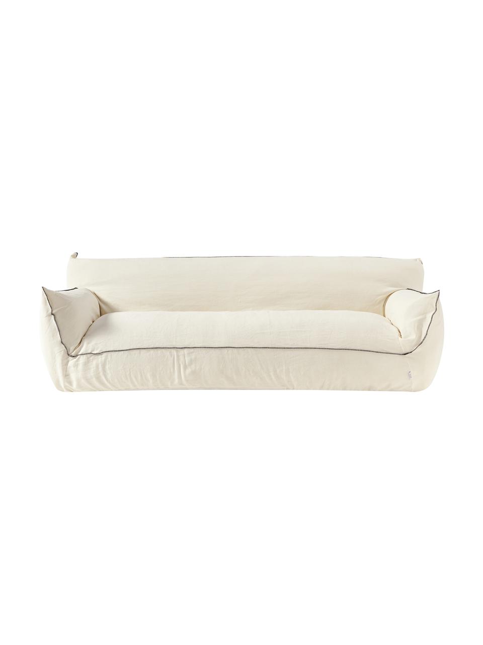 Sofa Gia (3-osobowa), Tapicerka: 100% len, Stelaż: drewno sosnowe, sklejka, Kremowobiała tkanina, S 250 x G 96 cm