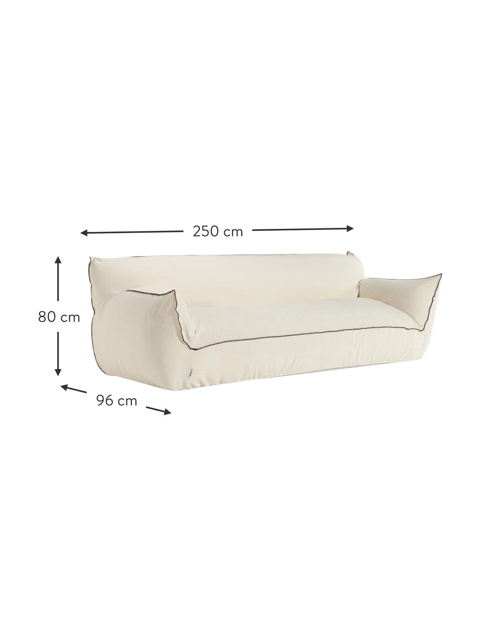 Sofa Gia (3-osobowa), Tapicerka: 100% len, Stelaż: drewno sosnowe, sklejka, Kremowobiała tkanina, S 250 x G 96 cm