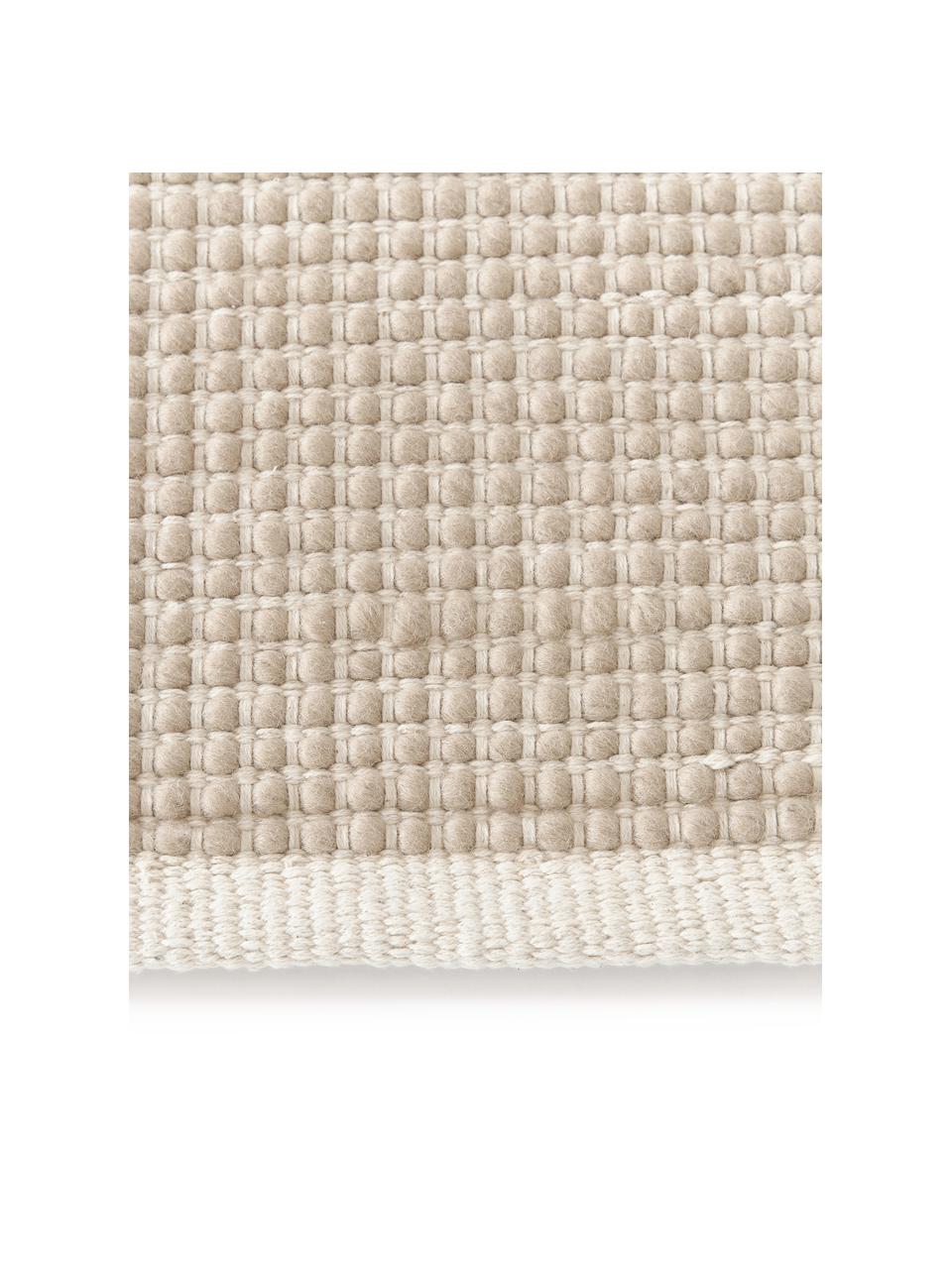 Handgewebter Wollteppich Amaro, Flor: 67 % Wolle (RWS-zertifizi, Cremeweiß, Beige, B 80 x L 150 cm (Größe XS)