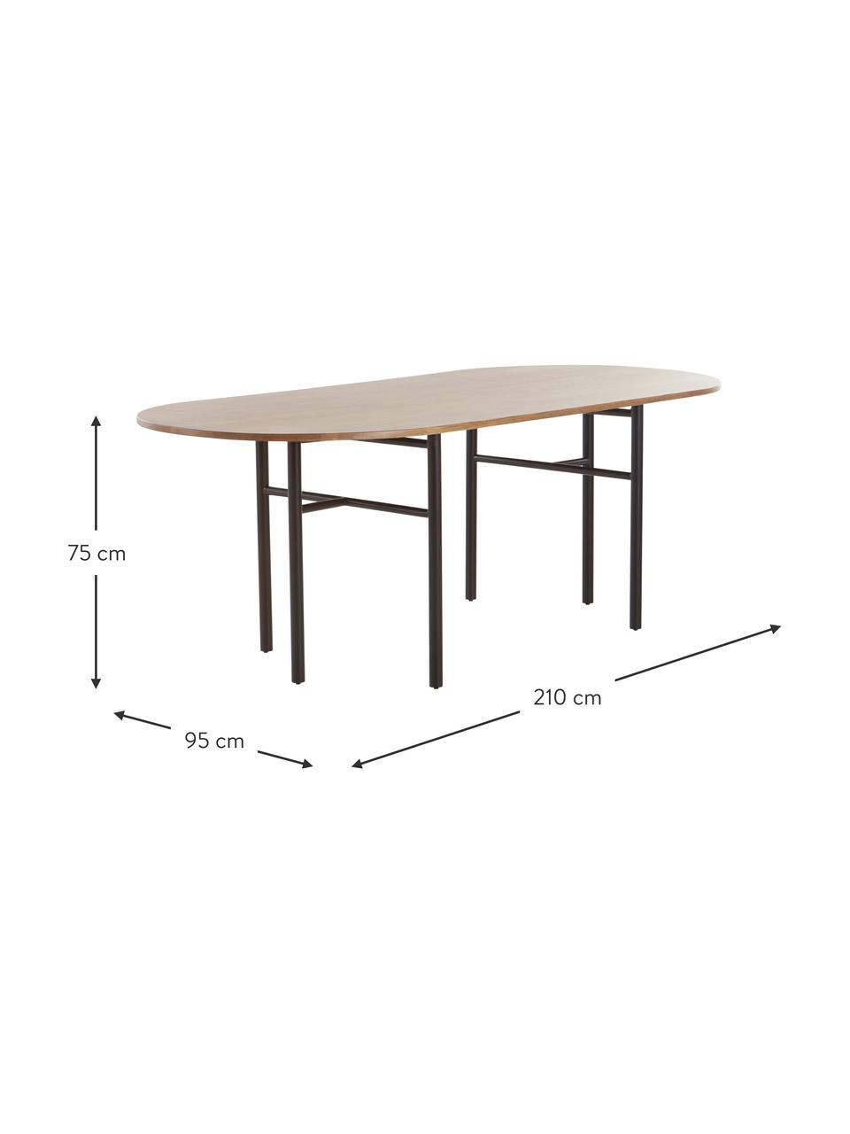 Oválný jídelní stůl z mangového dřeva Vejby, 210 x 95 cm, Dubové dřevo, Š 210 cm, V 75 cm