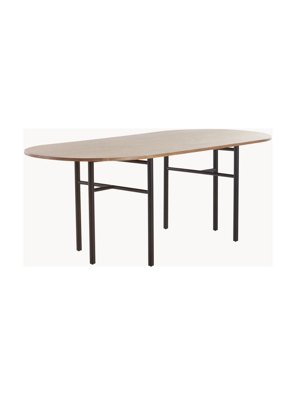 Mesa de comedor ovalada de madera de roble Vejby, 210 x 95 cm, Tablero: madera de roble, Patas: metal lacado, Madera de roble, An 210 x Al 75 cm