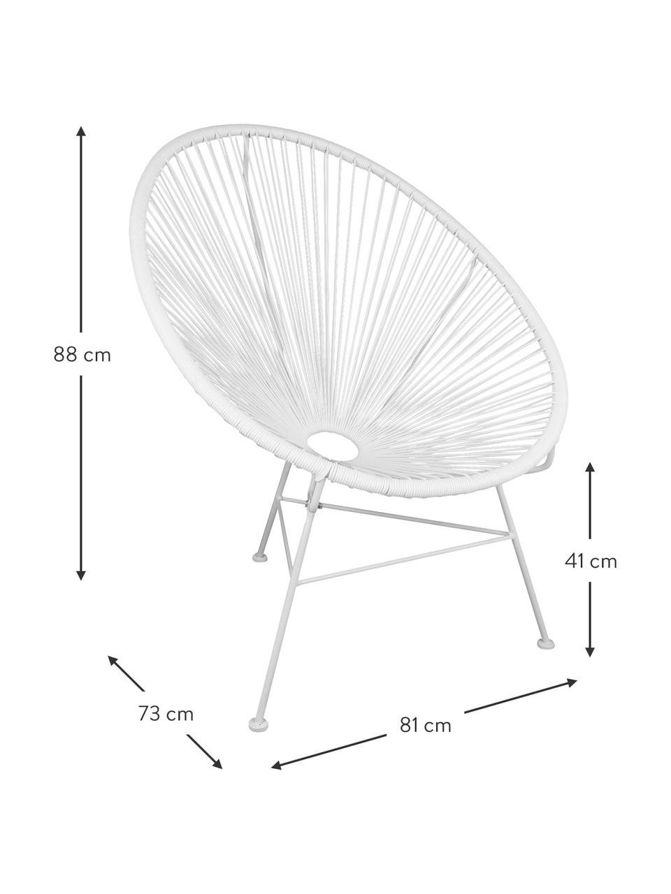 Fotel wypoczynkowy ze splotu z tworzywa sztucznego Bahia, Biały, S 81 x G 73 cm