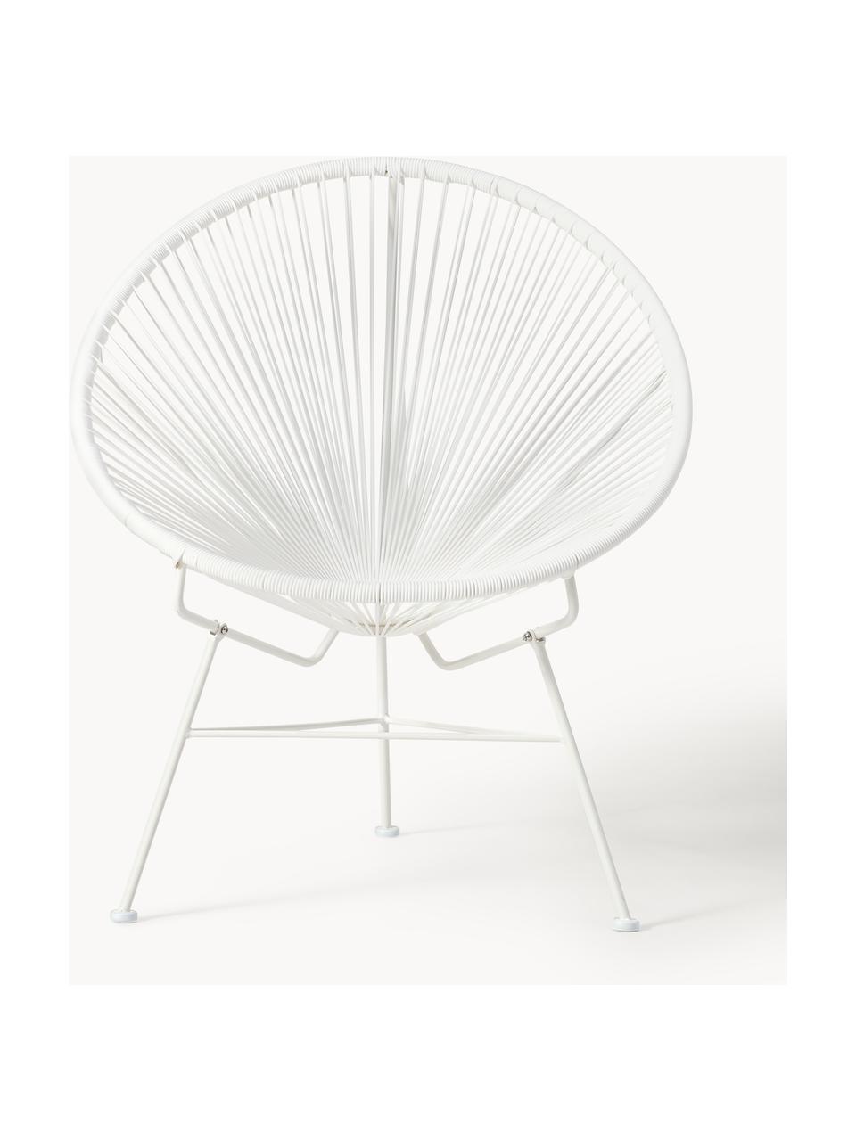 Poltrona lounge in plastica intrecciato Bahia, Seduta: plastica, Struttura: metallo verniciato a polv, Bianco, Larg. 81 x Prof. 73 cm