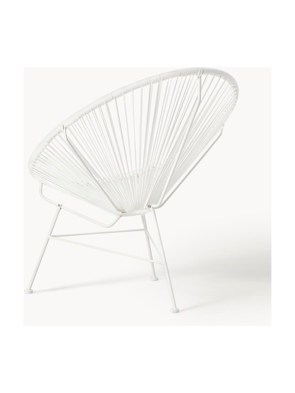 Poltrona lounge in plastica intrecciato Bahia, Seduta: plastica, Struttura: metallo verniciato a polv, Bianco, Larg. 81 x Prof. 73 cm