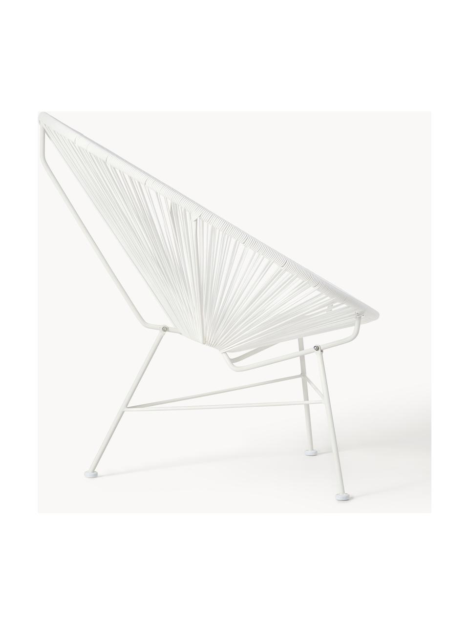 Loungesessel Bahia aus Kunststoff-Geflecht, Sitzfläche: Kunststoff, Gestell: Metall, pulverbeschichtet, Weiss, B 81 x T 73 cm