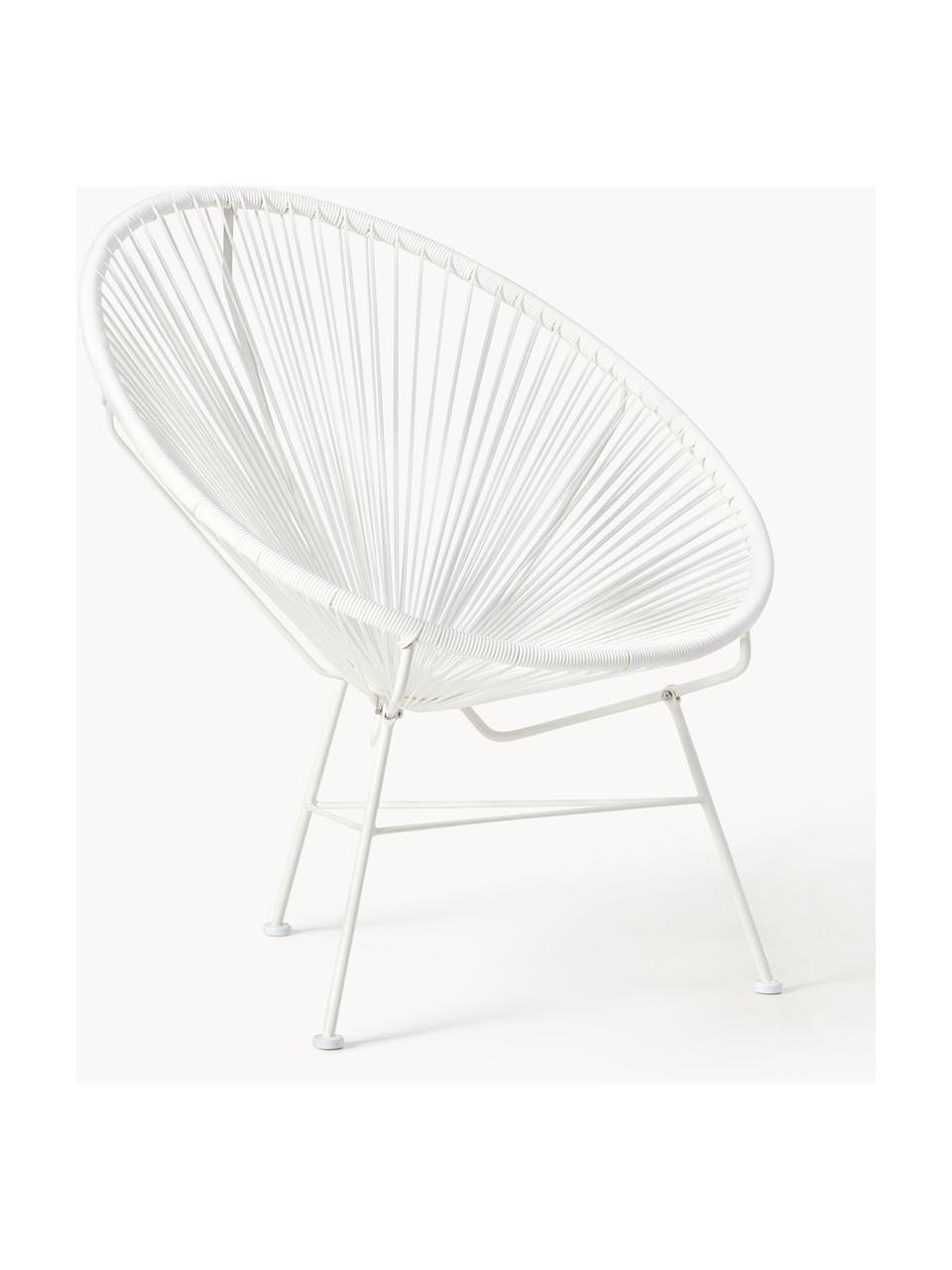 Poltrona lounge in plastica intrecciato Bahia, Seduta: plastica, Struttura: metallo verniciato a polv, Bianco, Larg. 81 x Prof. 73 cm