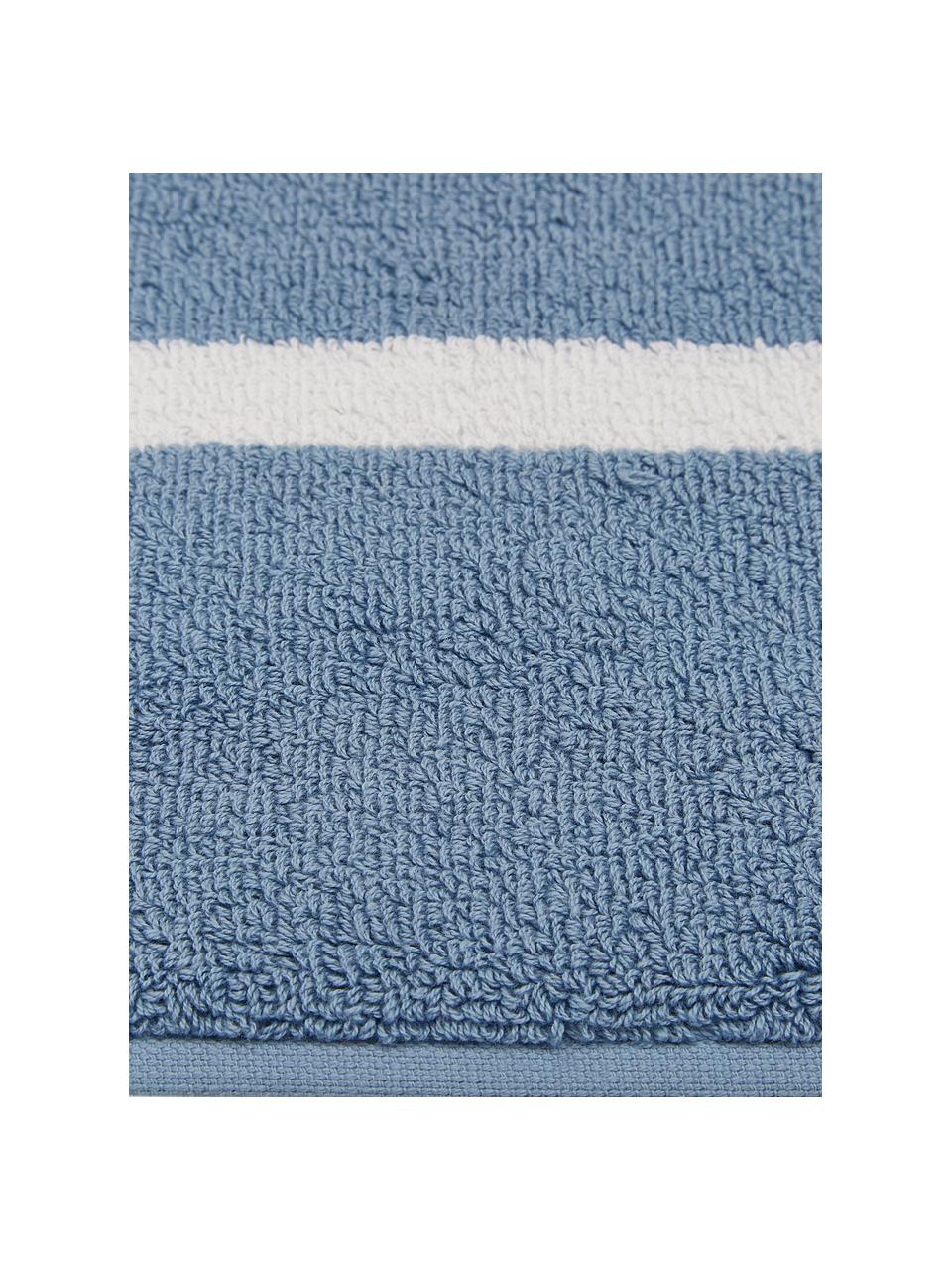 Gestreifter Badvorleger Menton, 100% Baumwolle, Blau, Weiss, 50 x 75 cm