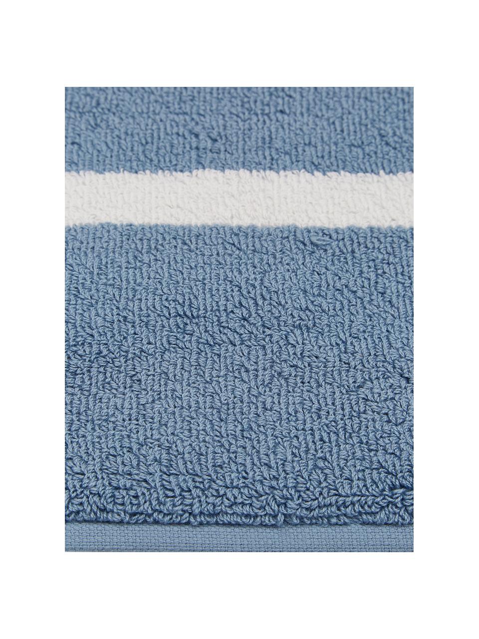 Tappeto bagno a righe Mentone, 100% cotone, Blu, bianco, Larg. 50 x Lung. 75 cm