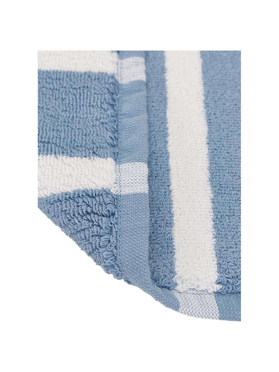 Tappeto bagno a righe Mentone, 100% cotone, Blu, bianco, Larg. 50 x Lung. 75 cm