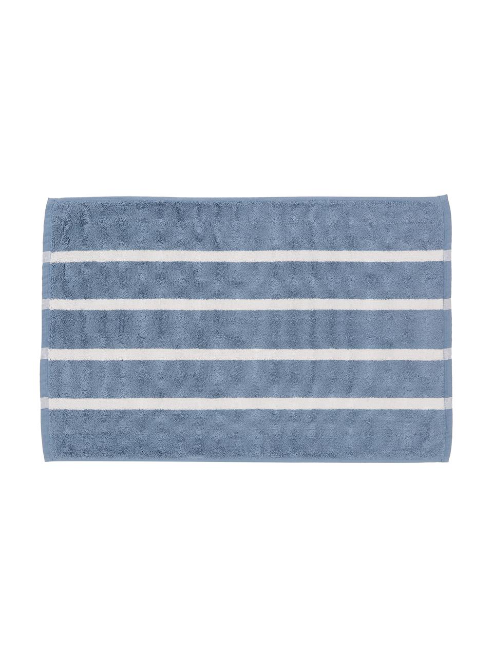 Gestreifter Badvorleger Menton, 100% Baumwolle, Blau, Weiß, 50 x 75 cm