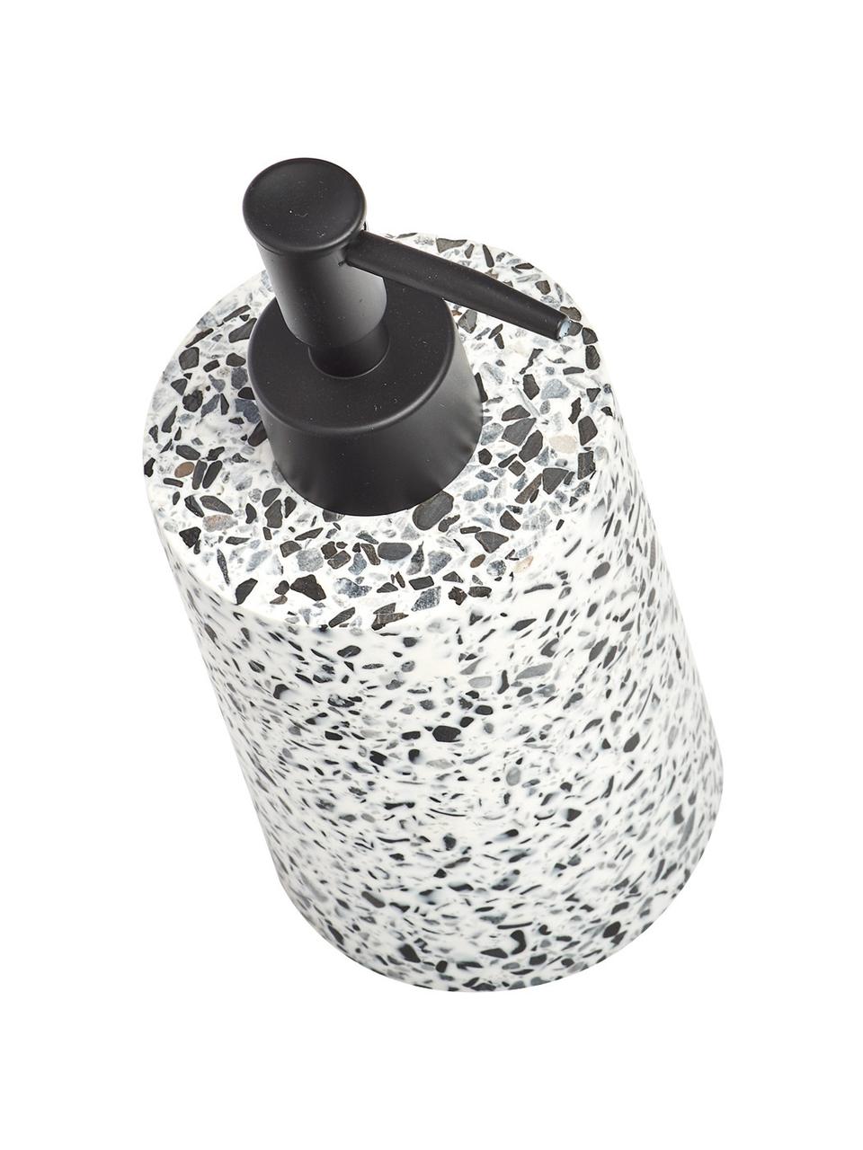 Dispenser sapone Terrazzo, Contenitore: poliresina, Testa della pompa: materiale sintetico (ABS), Nero, bianco, Ø 8 x Alt. 18 cm