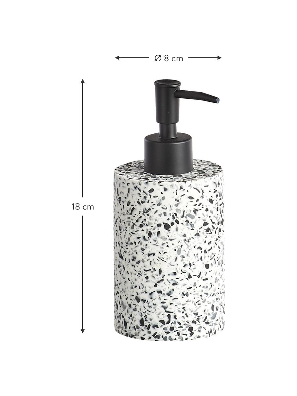 Dávkovač na mydlo z umelej hmoty Terrazzo, Čierna, biela, Ø 8 x V 18 cm