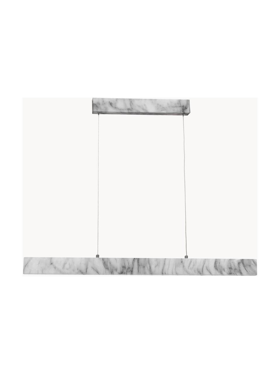 Grande suspension LED aspect marbre Pierce, Blanc, marbré, larg. 90 x haut. 10 cm