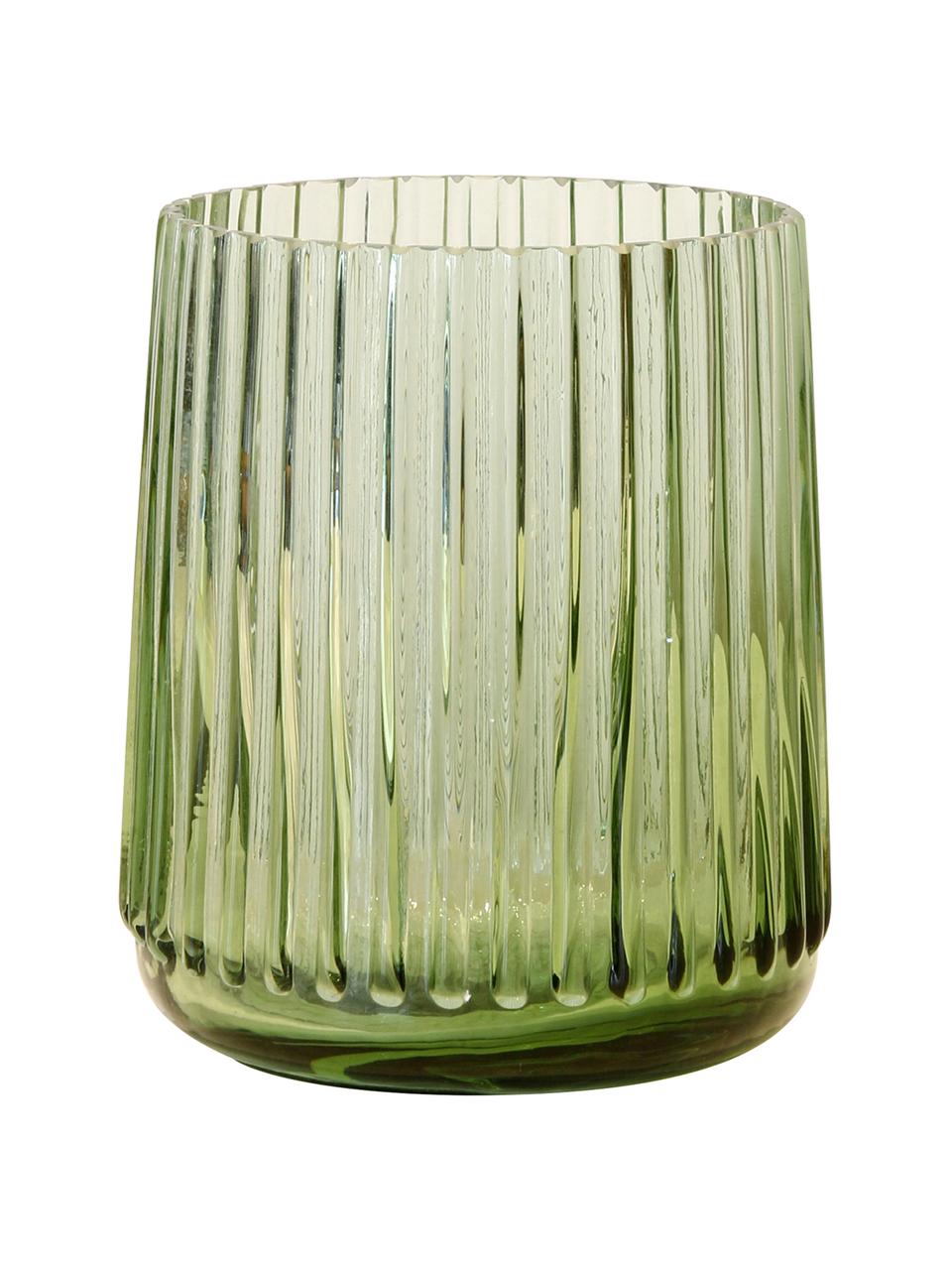 XS Glas-Vase Ribbed in Grün, Glas, Grasgrün, Ø 11 x H 9 cm