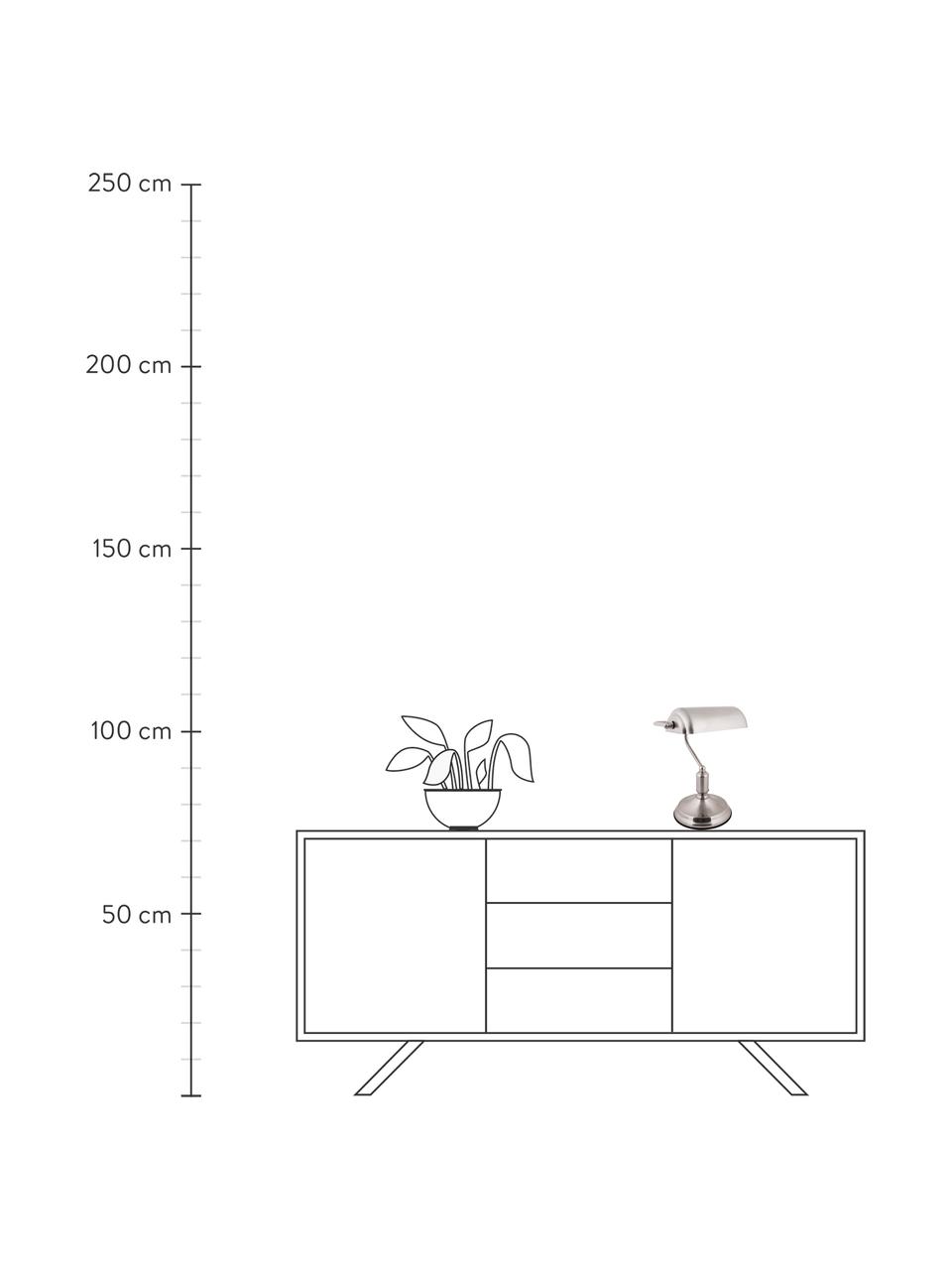 Kleine retro bureaulamp bank van metaal, Lampenkap: metaal, Lampvoet: metaal, Zilverkleurig, 27 x 34 cm