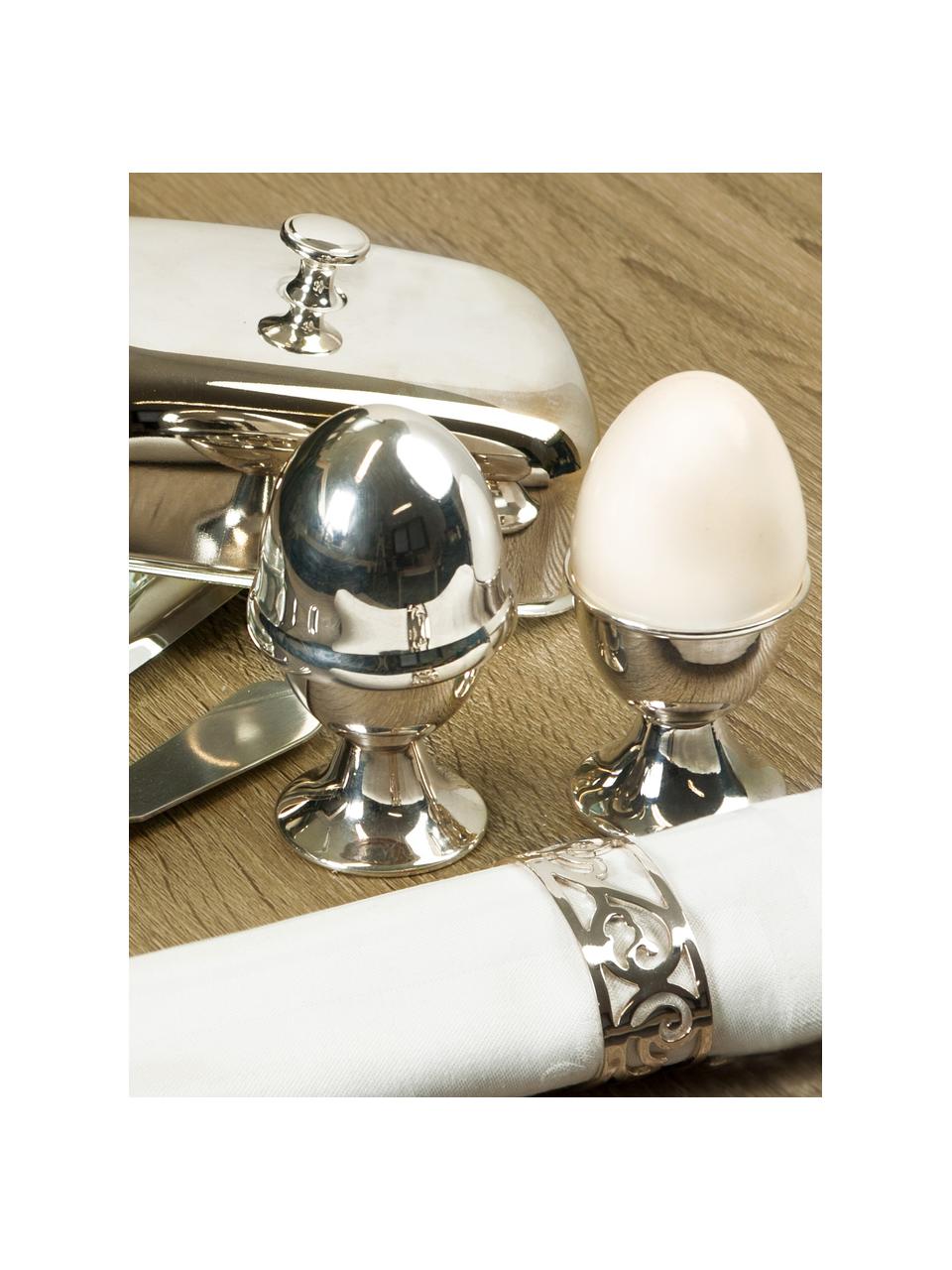 Set de soporte de huevo con tapa Classo, 2 pzas., Latón, plateado, Plateado, Ø 5 x Al 10 cm