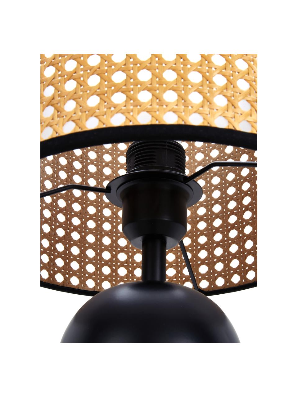 Stolní lampa z vídeňské pleteniny Vienna, Černá, světle hnědá, Ø 25 cm, V 40 cm