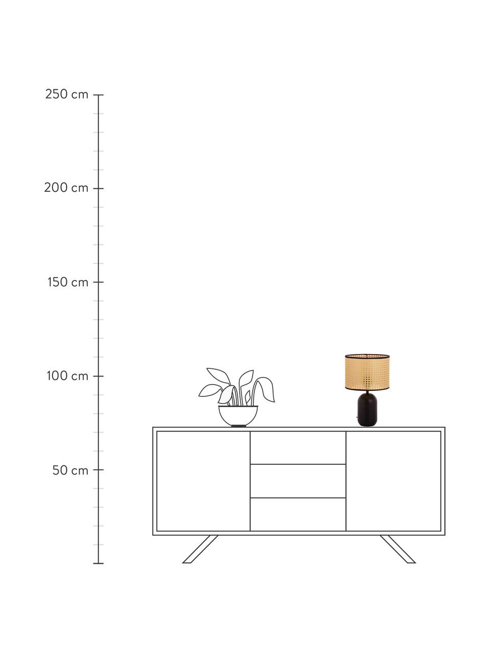 Lampe à poser en cannage Vienna, Noir, brun clair, Ø 25 x haut. 40 cm
