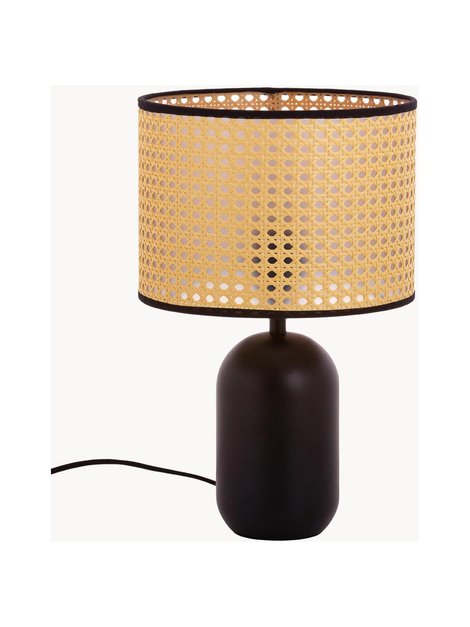 Lampada da tavolo con intreccio viennese Vienna, Paralume: plastica, Base della lampada: metallo verniciato a polv, Nero, marrone chiaro, Ø 25 x Alt. 40 cm