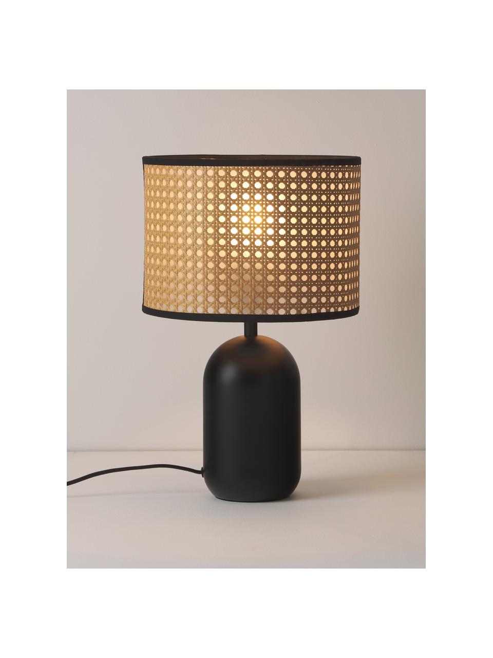 Lampe à poser en cannage Vienna, Noir, brun clair, Ø 25 x haut. 40 cm