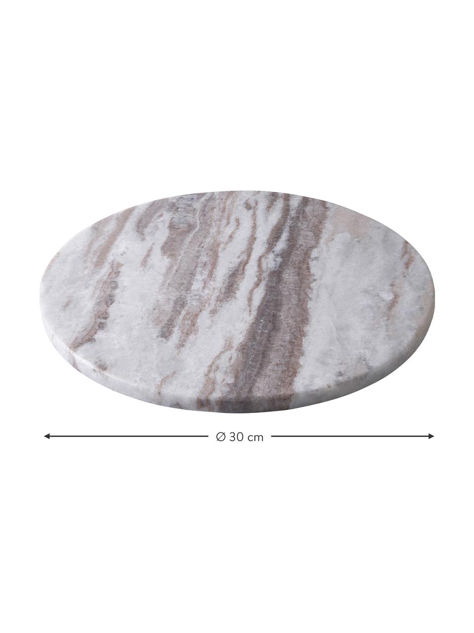 Decoratief dienblad Marble van marmer in lichtgrijs, Marmer, Lichtgrijs, Ø 30 cm