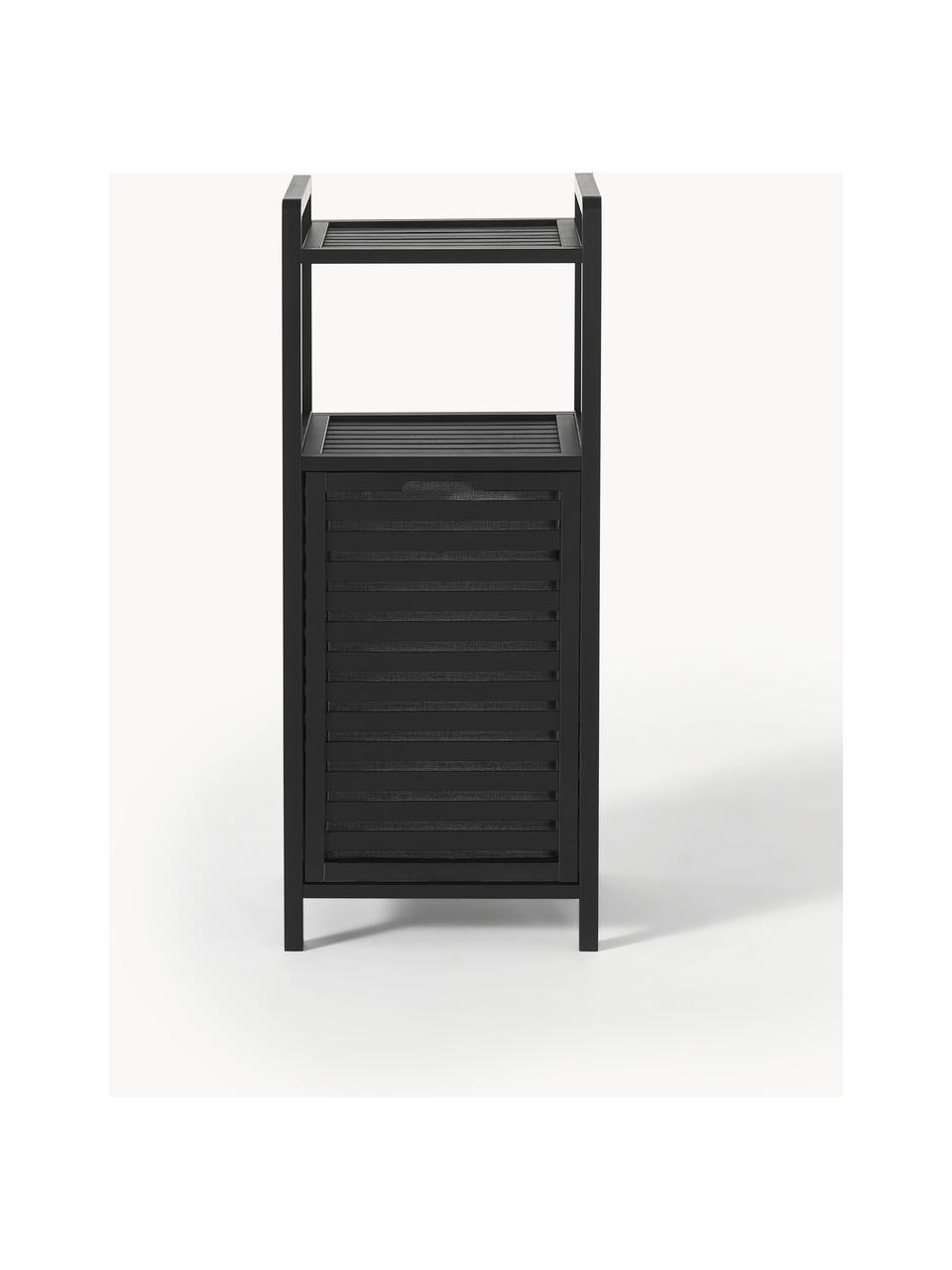 Estanteria de baño con cesta de lavandería Kit, Estructura: madera de bambú con certi, Cesta: polipropileno, poliéster , Negro, An 40 x Al 95 cm