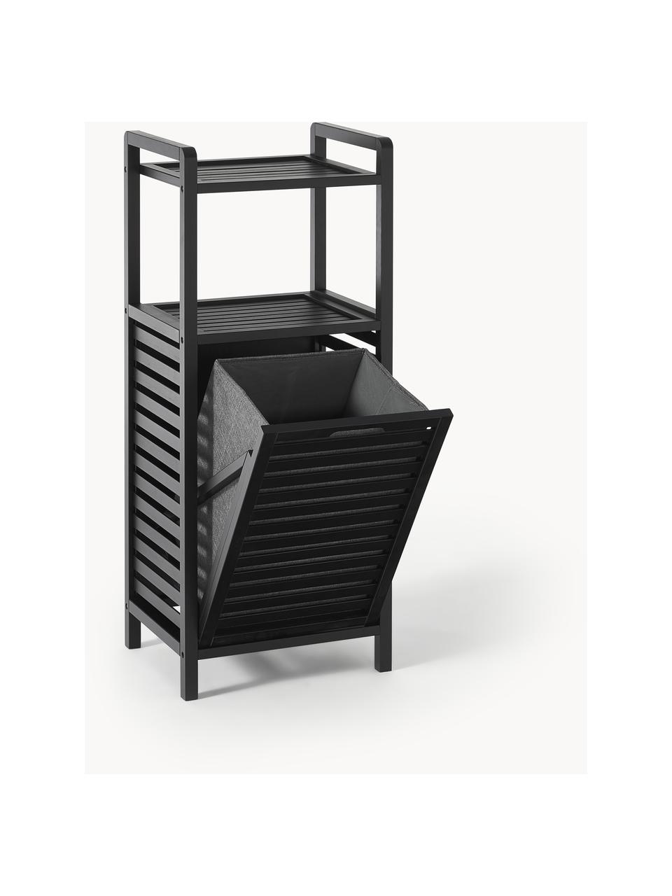 Meuble de salle de bain avec panier à linge Kit, Noir, larg. 40 x haut. 95 cm