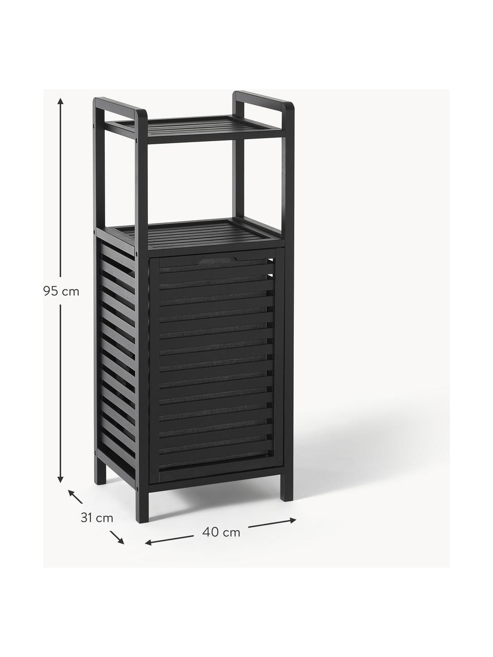 Estantería con cesta de ropa de bambú Kit, Estructura: madera de bambú con certi, Cesta: polipropileno, poliéster , Negro, gris antracita, An 40 x Al 95 cm