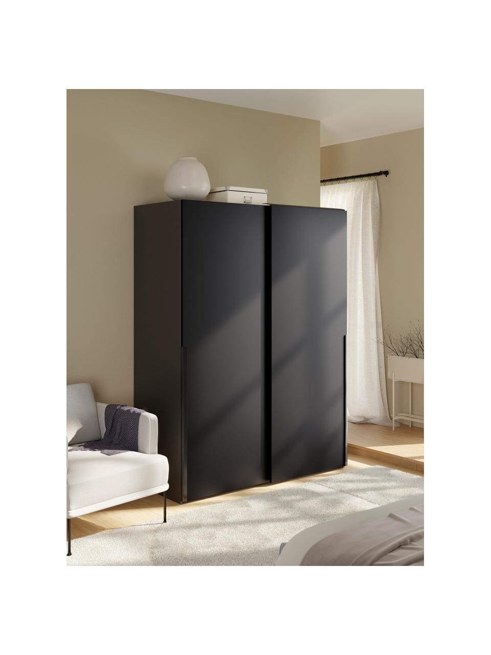 Armoire modulaire à portes coulissantes Leon, larg. 150 cm, plusieurs variantes, Noir, Basic Interior, larg. 150 x haut. 200 cm