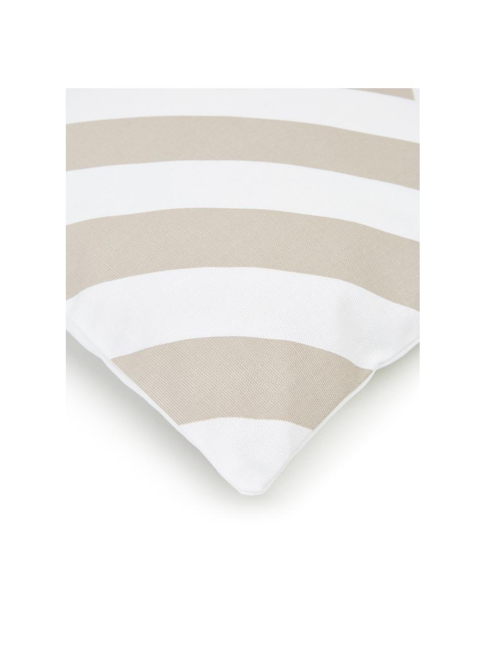 Housse de coussin 45x45 beige/blanc Sera, 100 % coton, Blanc, beige, larg. 45 x long. 45 cm