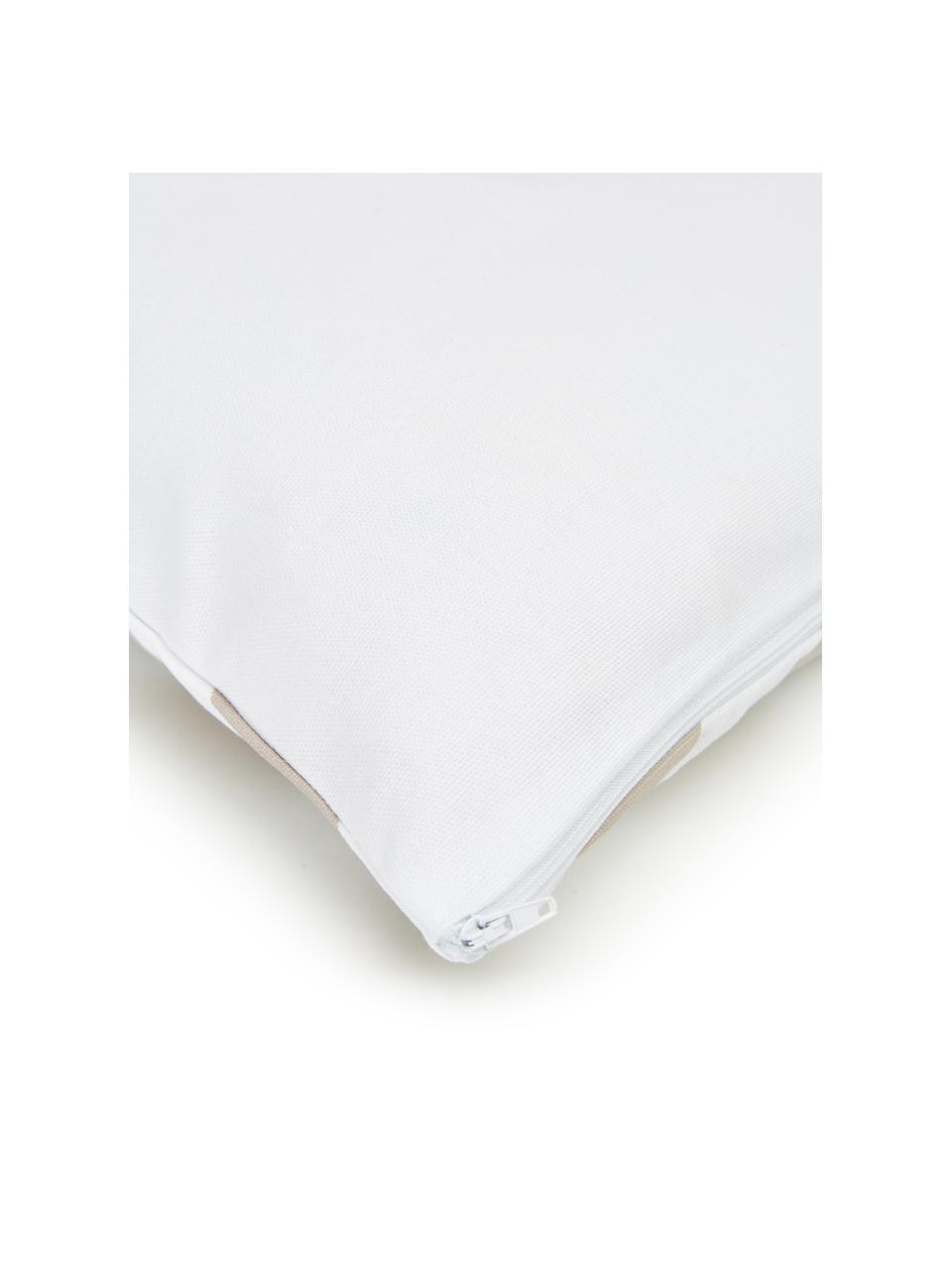 Housse de coussin 45x45 beige/blanc Sera, 100 % coton, Blanc, beige, larg. 45 x long. 45 cm
