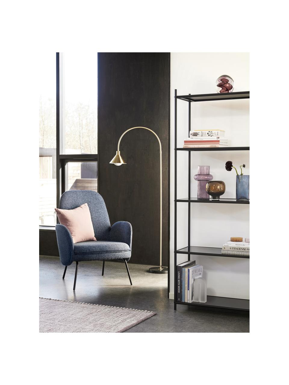 Lámpara arco Pipe, Estructura: metal recubierto, Cable: plástico, Dorado, negro, veteado, An 60 x Al 168 cm