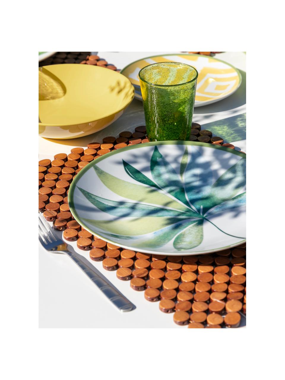 Serviesset Botanique in tropisch design, 6 personen (18-delig), Porselein, gres, Groen, wit, geel, Set met verschillende formaten
