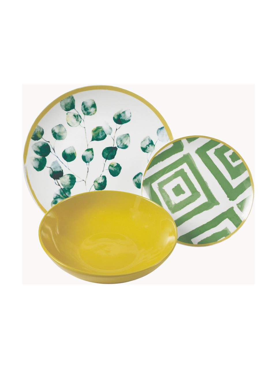 Servizio di piatti Botanique, 6 persone (18 pz), Verde, bianco, giallo, 6 persone (18 pz)