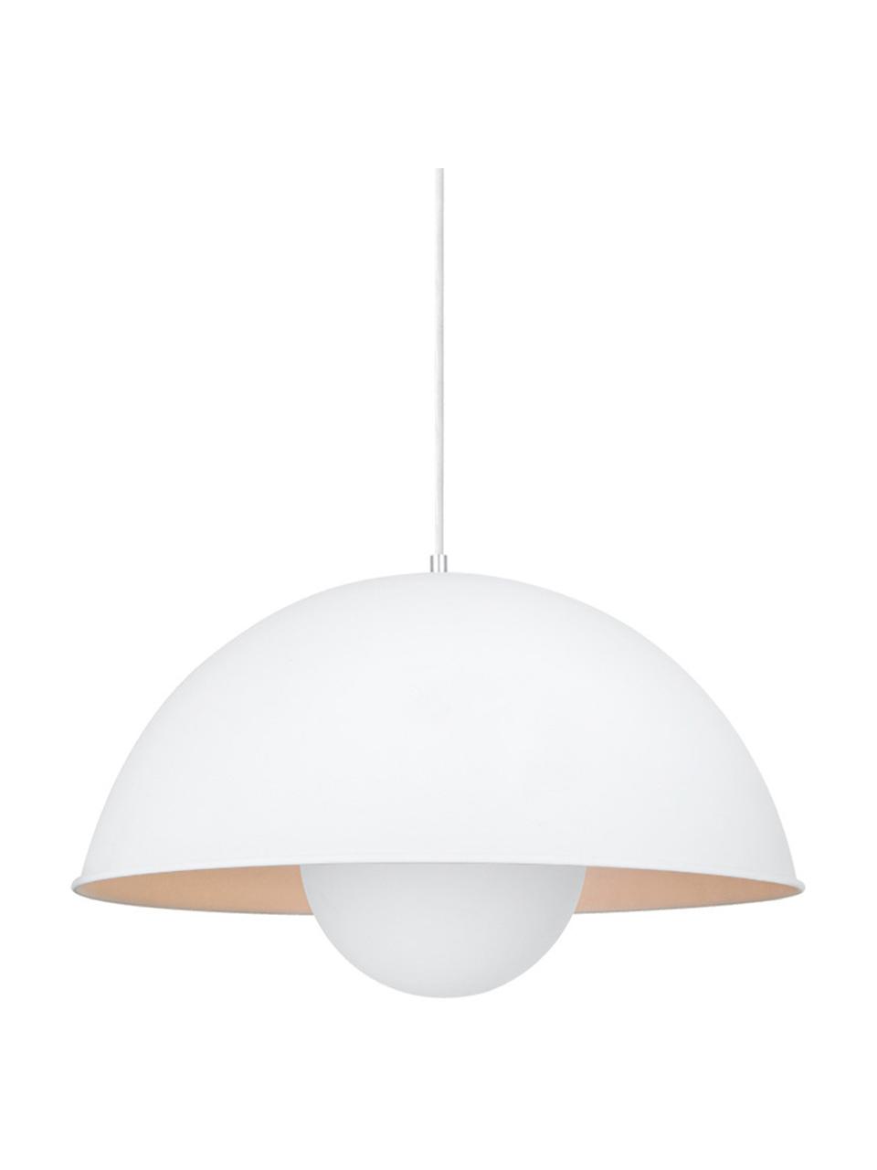 Lampada a sospensione color bianco Fabriq, Paralume: metallo rivestito, Baldacchino: metallo rivestito, Struttura: metallo rivestito, Bianco, beige, Ø 41 x Alt. 129 cm