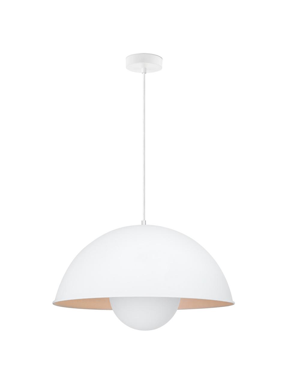 Hanglamp Fabriq in wit, Lampenkap: gecoat metaal, Baldakijn: gecoat metaal, Wit, beige, Ø 41 x H 29 cm