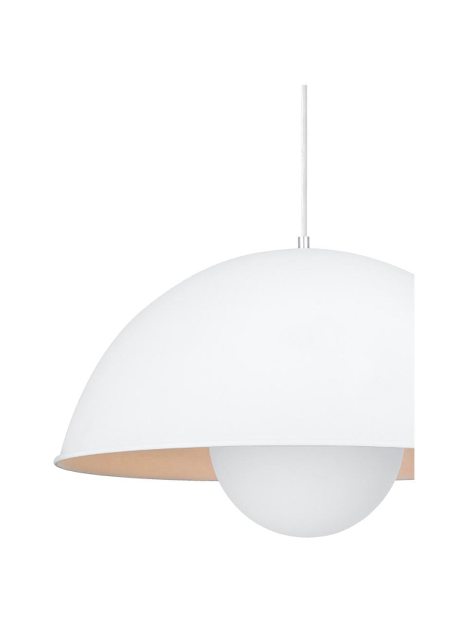 Hanglamp Fabriq in wit, Lampenkap: gecoat metaal, Baldakijn: gecoat metaal, Wit, beige, Ø 41 x H 29 cm