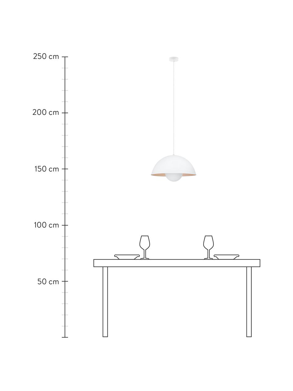 Lampada a sospensione color bianco Fabriq, Paralume: metallo rivestito, Baldacchino: metallo rivestito, Struttura: metallo rivestito, Bianco, beige, Ø 41 x Alt. 129 cm