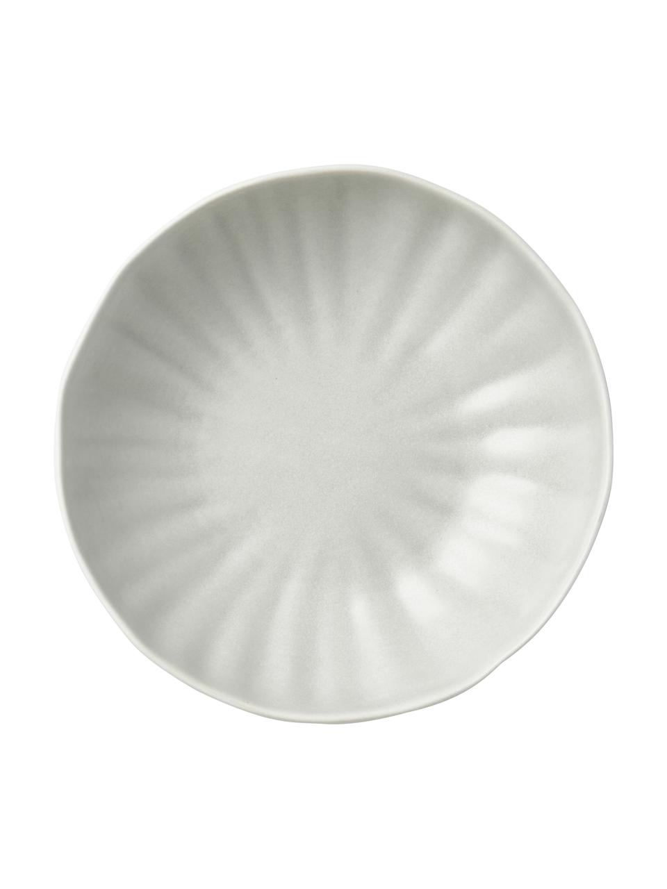 Piatto fondo in porcellana opaca con rilievo Sali 4 pz, Porcellana, Grigio chiaro, Ø 21 x Alt. 6 cm