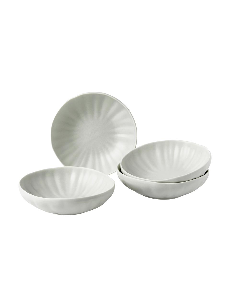 Piatto fondo in porcellana opaca con rilievo Sali 4 pz, Porcellana, Grigio chiaro, Ø 21 x Alt. 6 cm
