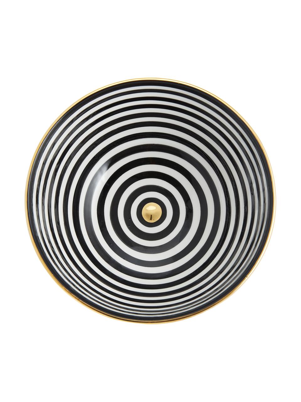 Ensaladera artesanal Assiette, estilo marroquí, Cerámica, Negro, crema, dorado, Ø 25 x Al 12 cm